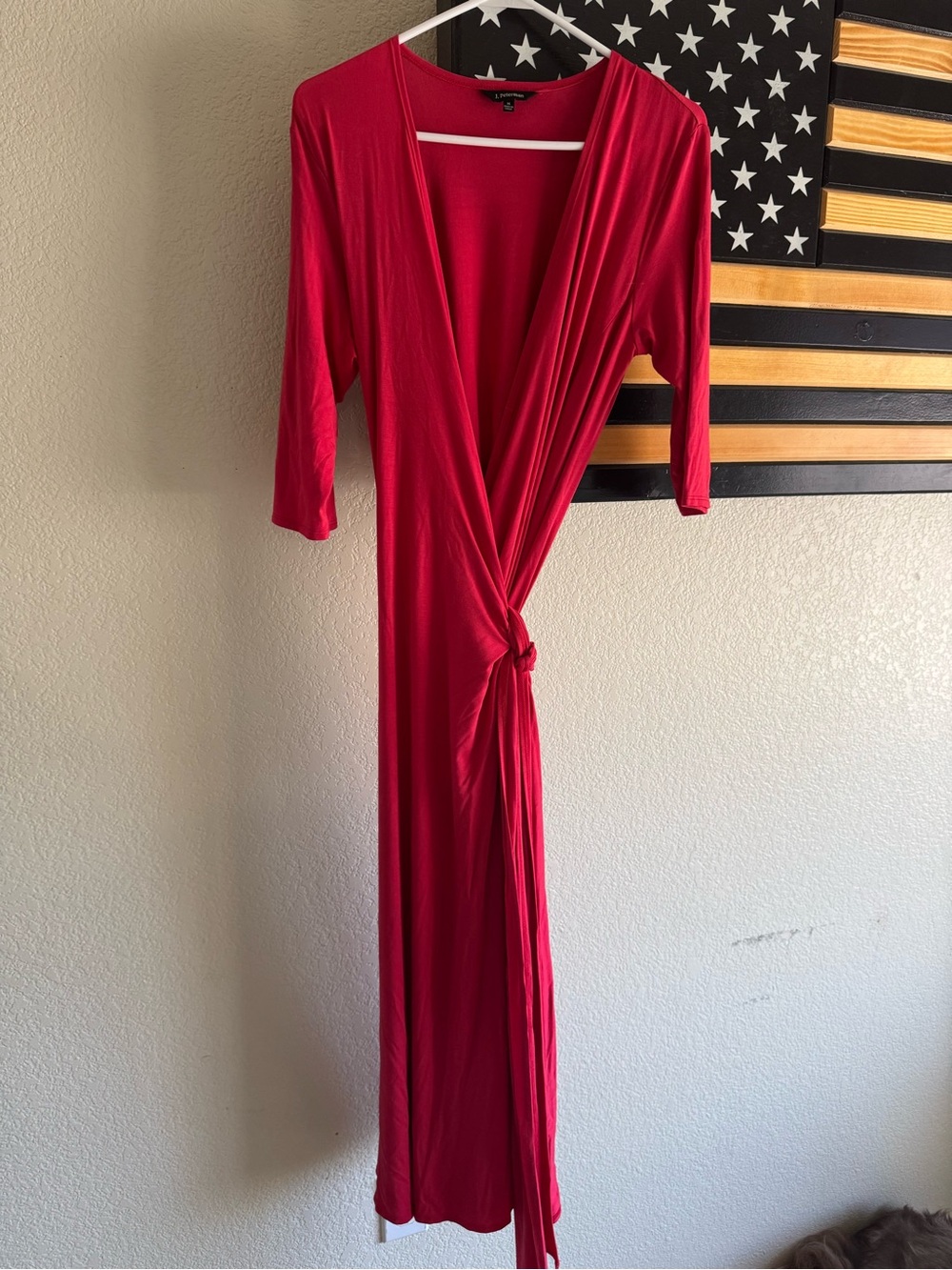 Vintage J. Peterman Red Wrap Midi Dress